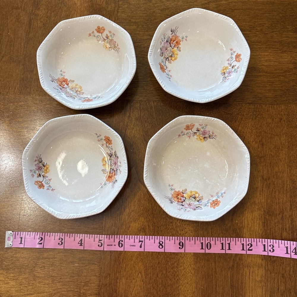 vtg 1930s Floral Set Of 4 Small Bowls Unbranded